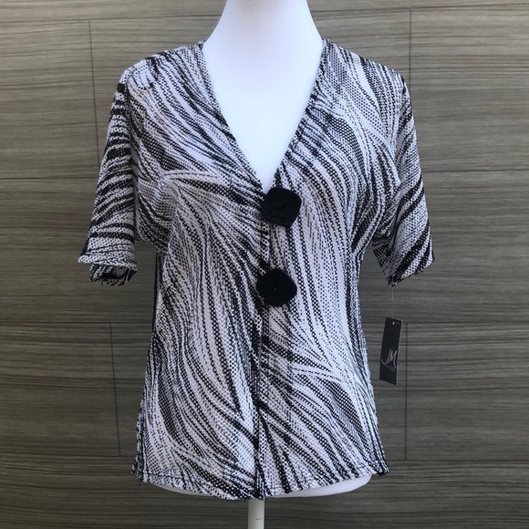 JM Collection Black and white blouse NEW - Picture 1 of 10